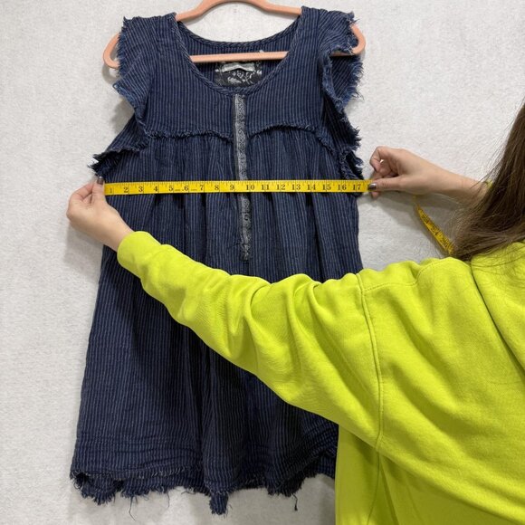 We The Free by Free People Dress Womens Medium Blue Sleeveless Raw Hem Boho - Picture 4 of 9